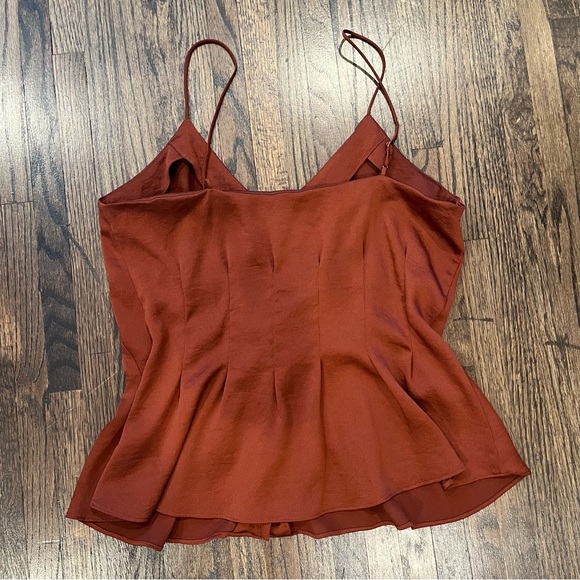 Express satin button front pleated waist cami top - Picture 2 of 5